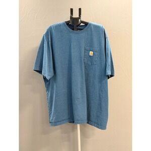 Carhartt K87 Mens 4XL Loose Fit Short Sleeve Work T Shirt Blue Pocket
